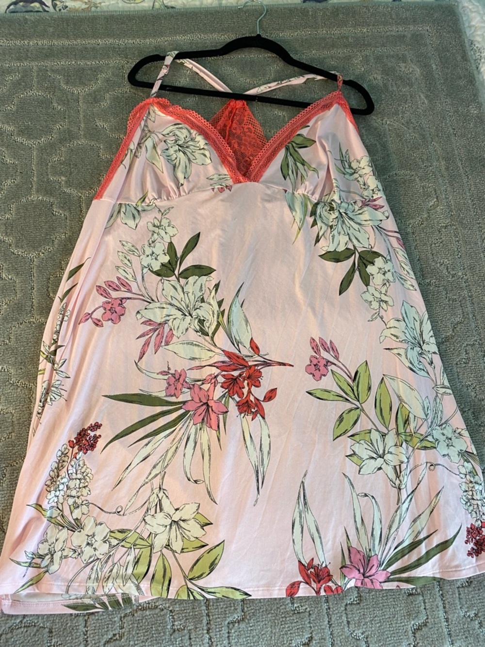 Secret Treasures Sleep Top‎ 3X Floral Lace Cami Pink Lounge Plus Size